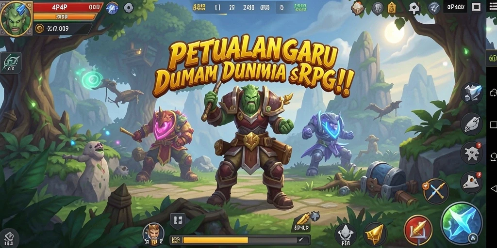 Screenshot utama 4P4P menampilkan gameplay RPG yang menawan.