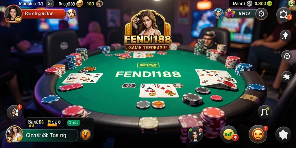 Screenshot gameplay FENDI188 menampilkan suasana permainan poker yang seru dan menegangkan.