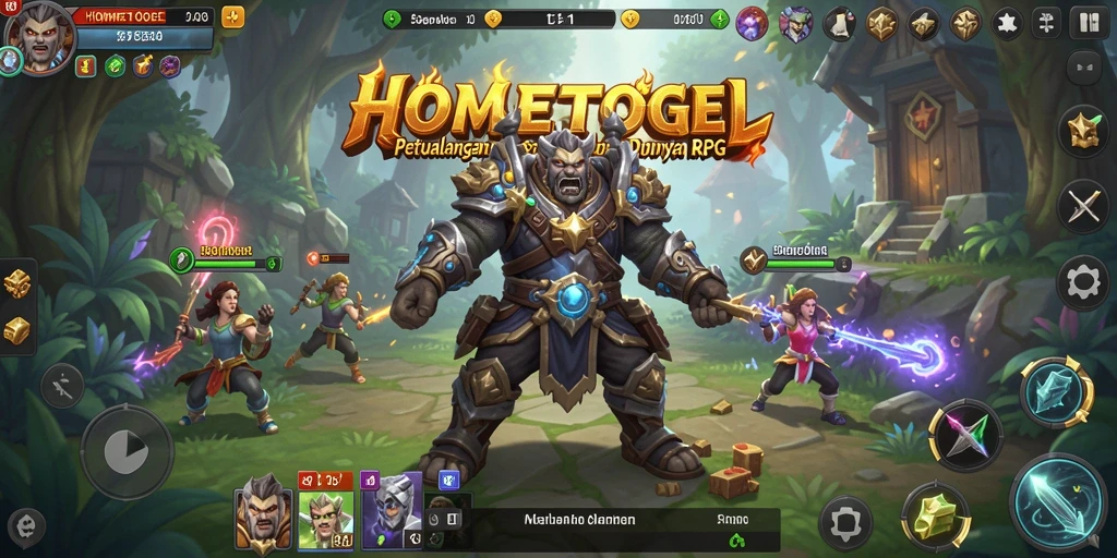 Screenshot HOMETOGEL menampilkan pertempuran seru dalam dunia RPG yang menakjubkan.
