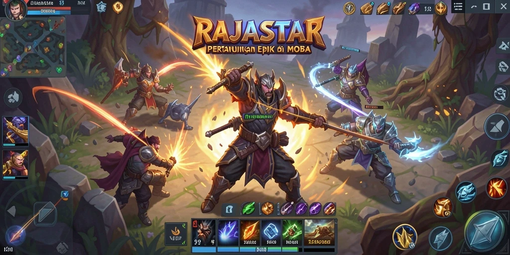 Tampilan gameplay seru dengan strategi tim di RAJASTAR.
