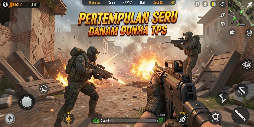 Tampilan aksi epik dalam gameplay TPS SP212.