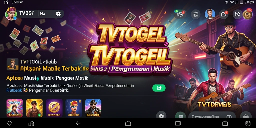 Tampilan utama aplikasi TVTOGEL menampilkan berbagai genre musik.
