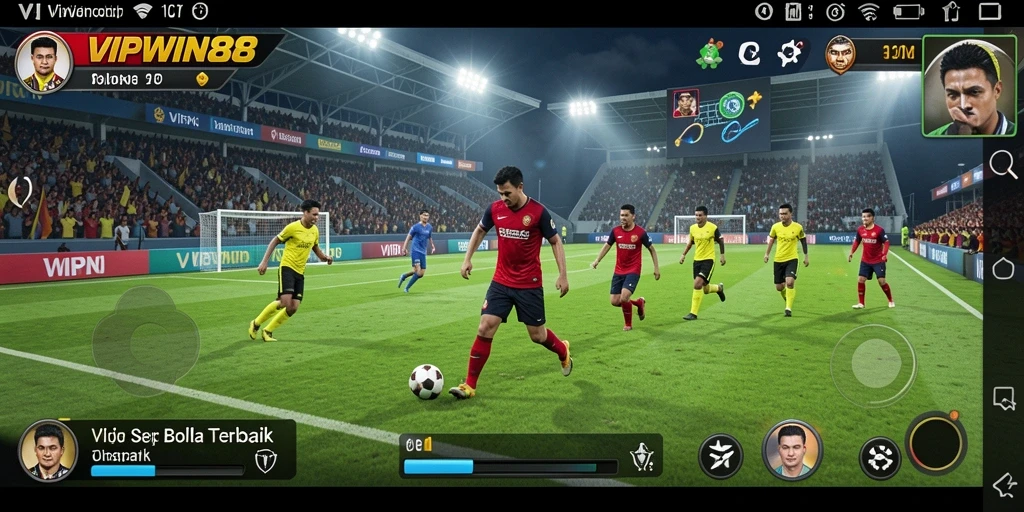 Tampilan gameplay sepak bola yang mendebarkan dan imersif.