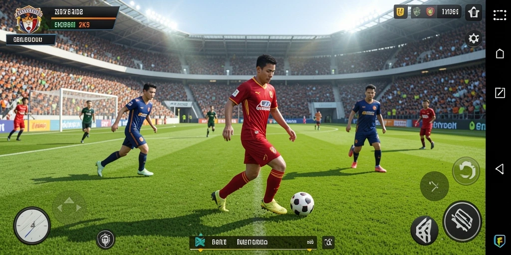 Tampilan gameplay <strong>ZK3</strong> yang mendebarkan dengan aksi sepak bola intens.